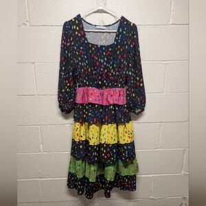Little Party Dress Vibrant Multicolor Funky Wild Party Polka Dot Dress Size 6